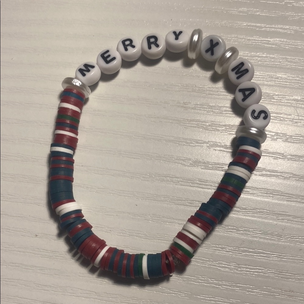Merry Xmas Beaded Bracelet